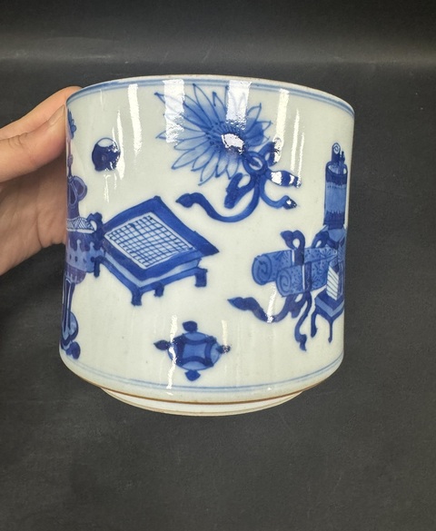 古玩陶瓷清康熙青花博古圖蓋缸拍賣,當前價格25800元
