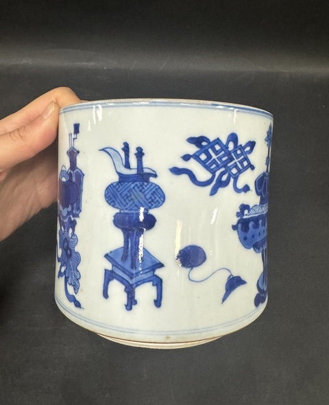 古玩陶瓷清康熙青花博古圖蓋缸拍賣,當前價格25800元