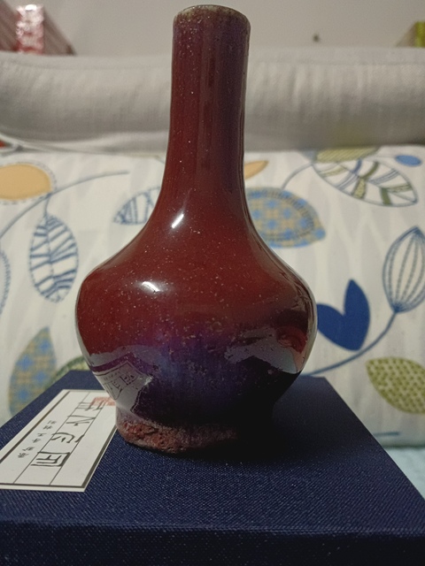 古玩陶瓷清中期鈞紅釉窯變荸薺瓶拍賣,當前價格6800元