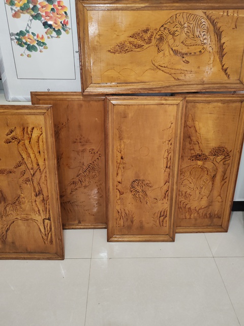 古玩雜項木板烙花掛屏拍賣，當前價格1500元