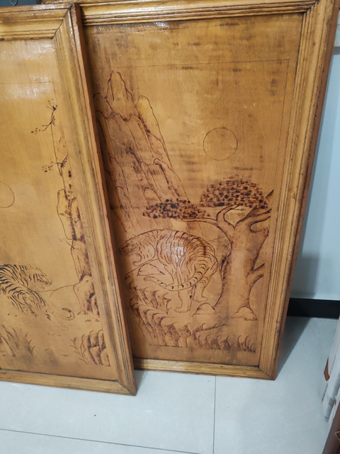 古玩雜項木板烙花掛屏拍賣，當前價格1500元