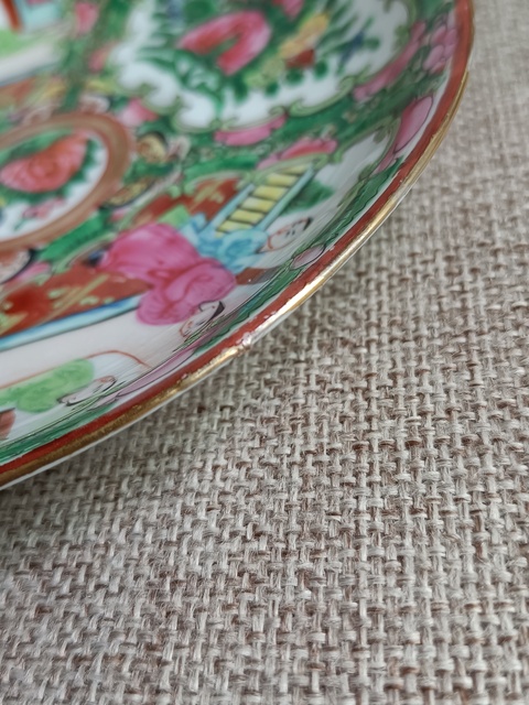 古玩陶瓷廣彩人物花卉紋盤拍賣,當前價格198元