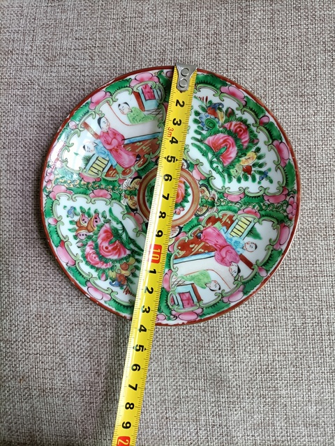 古玩陶瓷廣彩人物花卉紋盤拍賣,當前價格198元
