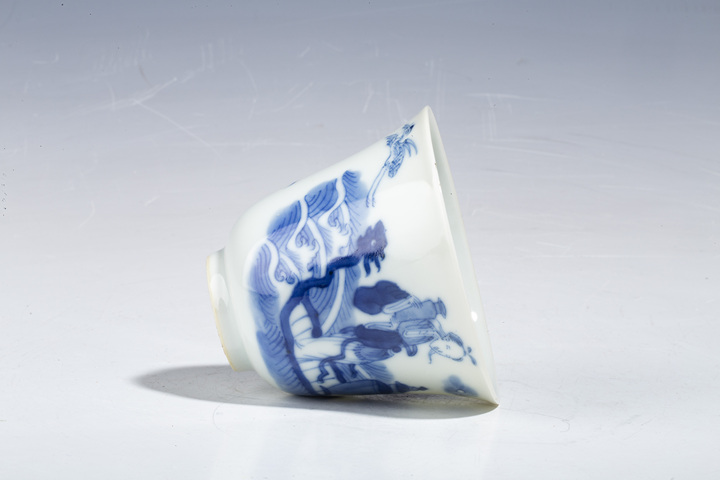 古玩陶瓷清道光·青花海屋添籌仙人乘槎紋杯碟拍賣,當前價格9500元