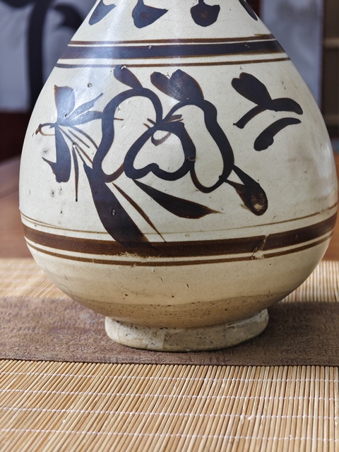 古玩陶瓷磁州窯白地黑花玉壺春瓶拍賣，當前價格8800元