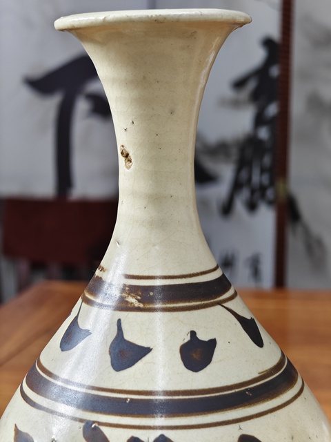 古玩陶瓷磁州窯白地黑花玉壺春瓶拍賣，當前價格8800元