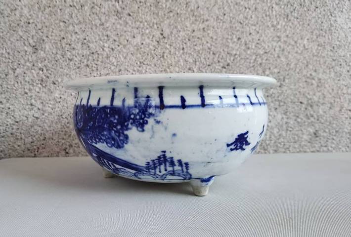 古玩陶瓷青花山水詩文香爐拍賣，當前價格850元