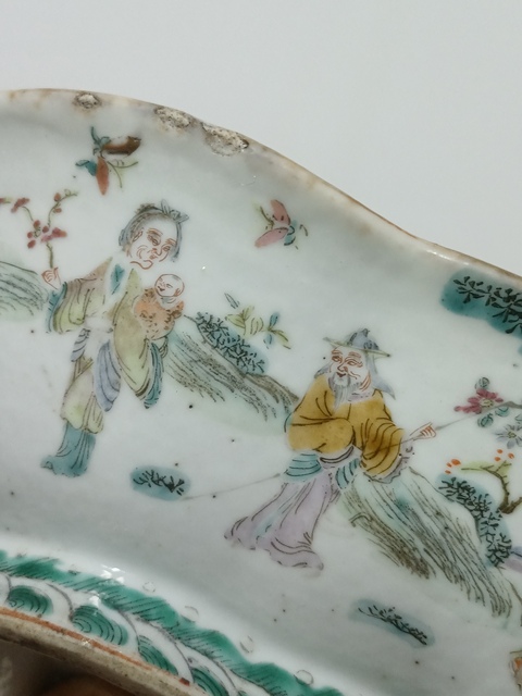 古玩陶瓷十二花神粉彩海棠型貢盤拍賣，當前價格4500元