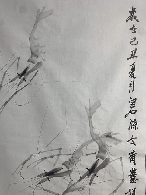 古玩字畫白石孫女齊慧娟 墨蝦圖拍賣,當前價格5888元