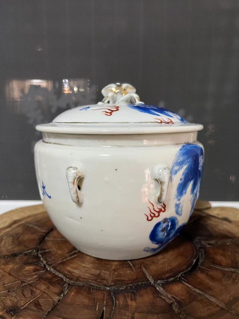 古玩陶瓷藍(lán)料彩太師少保粥罐拍賣(mài),當(dāng)前價(jià)格2888元