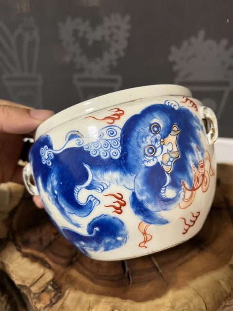 古玩陶瓷藍(lán)料彩太師少保粥罐拍賣(mài),當(dāng)前價(jià)格2888元