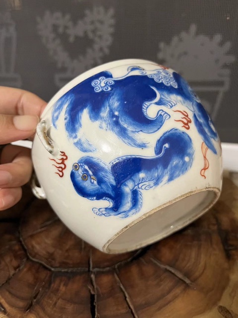 古玩陶瓷藍(lán)料彩太師少保粥罐拍賣(mài),當(dāng)前價(jià)格2888元