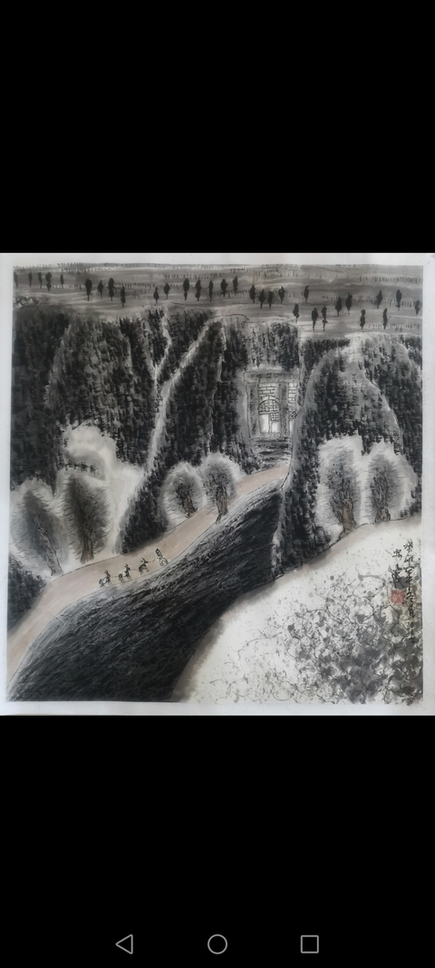 古玩字畫老中美協會員陜西書畫院常務院長蔡嘉勵山水畫拍賣,當前價格2000元