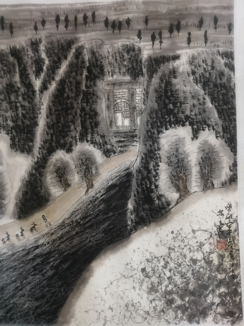 古玩字畫老中美協會員陜西書畫院常務院長蔡嘉勵山水畫拍賣,當前價格2000元