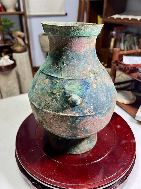 古玩銅器【絕美藍調】漢·孔雀藍光瓶拍賣,當前價格4500元