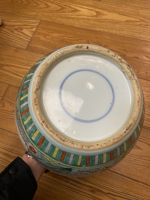 古玩陶瓷五彩提籃花卉紋茶葉罐拍賣，當前價格4600元