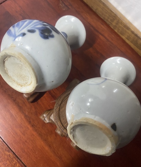 古玩陶瓷清早期 青花花卉玉壺春瓶一對拍賣,當前價格1880元