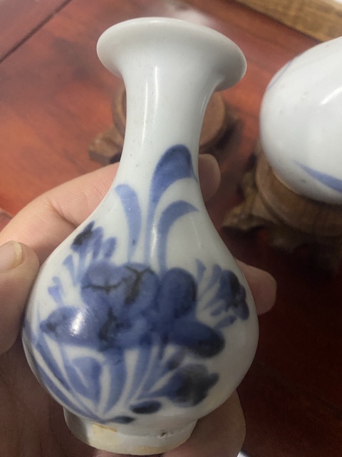 古玩陶瓷清早期 青花花卉玉壺春瓶一對拍賣,當前價格1880元