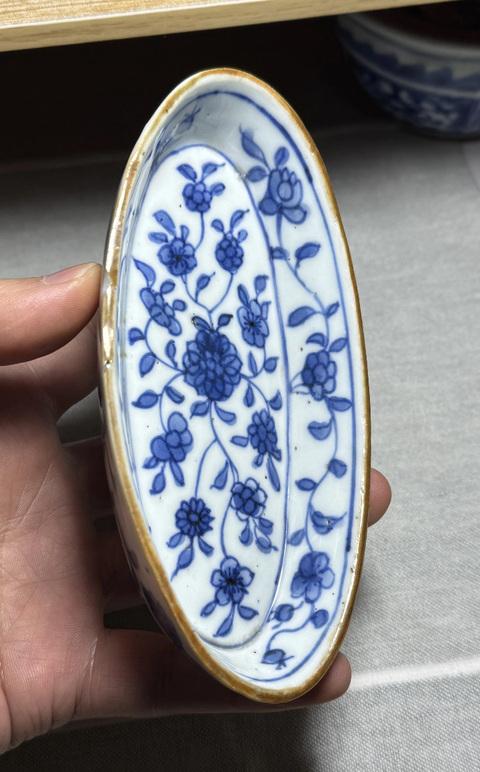 古玩陶瓷清康熙纏枝花卉茶船拍賣，當前價格2600元