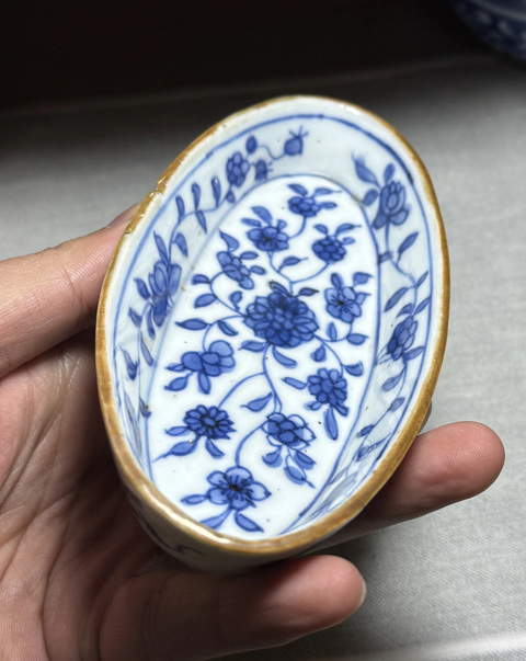 古玩陶瓷清康熙纏枝花卉茶船拍賣，當前價格2600元