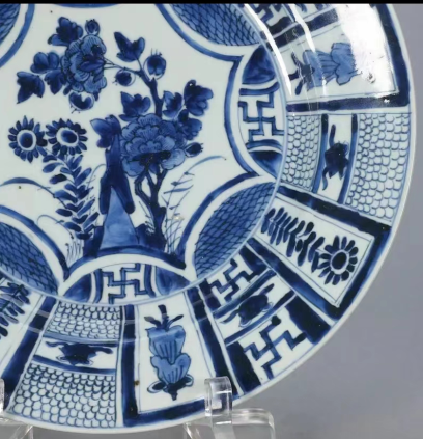古玩陶瓷康熙(清早)青花折腰大盤拍賣,當前價格5680元