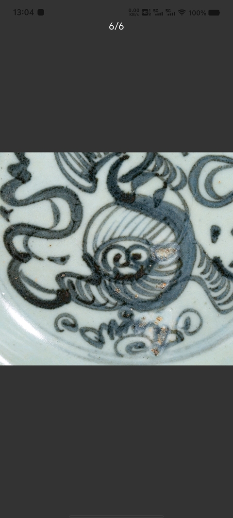 古玩陶瓷明晚清青花獅子滾繡球紋盤拍賣，當前價格1980元