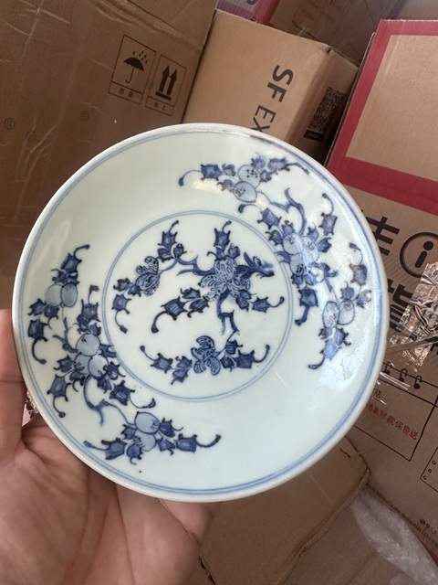 古玩陶瓷青花三多紋盤一對拍賣，當前價格3000元