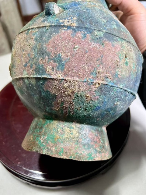 古玩銅器【絕美藍調】漢·孔雀藍光瓶拍賣,當前價格4500元