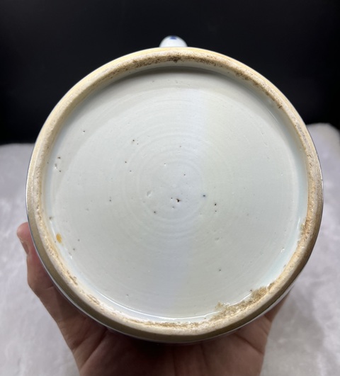 古玩陶瓷青花皮球花卉紋提梁壺拍賣，當前價格3800元