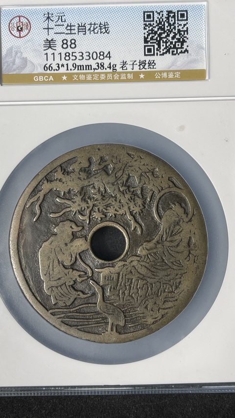 古玩錢幣老子授經(jīng)背十二生肖大花錢拍賣,當前價格28800元