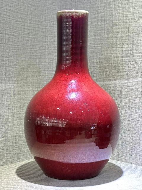 雍正年製款 辰砂釉不遊環双象耳花瓶　赤釉 花入 唐物 中国古玩　SX104 雍正年製款 辰砂釉不遊環双象耳花瓶 赤釉 花入 唐物 中国古玩 SX104