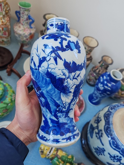 古玩陶瓷清晚·青花花鳥紋雞腿瓶真品鑒賞圖