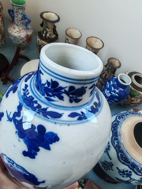 古玩陶瓷清晚·青花花鳥紋雞腿瓶真品鑒賞圖