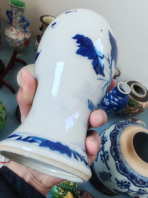古玩陶瓷清晚·青花花鳥紋雞腿瓶真品鑒賞圖