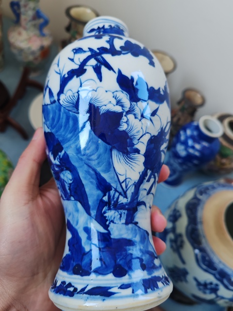 古玩陶瓷清晚·青花花鳥紋雞腿瓶真品鑒賞圖