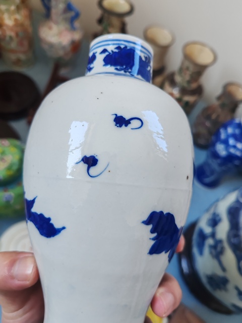 古玩陶瓷清晚·青花花鳥紋雞腿瓶真品鑒賞圖