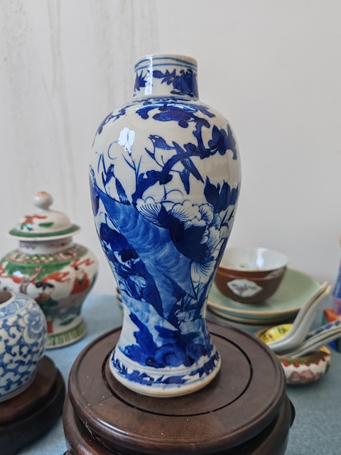 古玩陶瓷清晚·青花花鳥紋雞腿瓶真品鑒賞圖