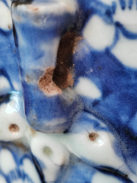 古玩陶瓷清乾隆青花留白冰梅紋四系粥罐拍賣，當前價格1800元