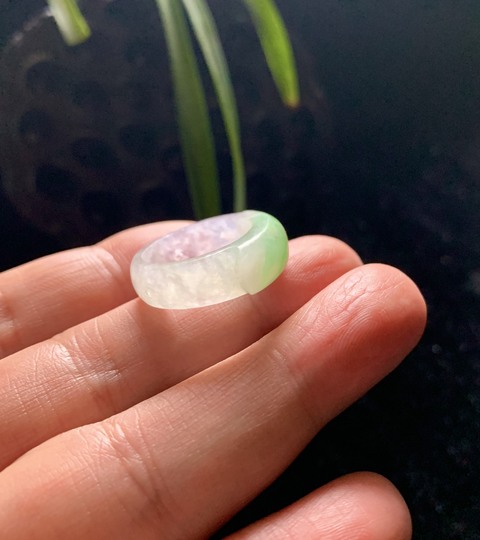 古玩玉器清代天然翡翠戒指拍賣，當前價格4500元