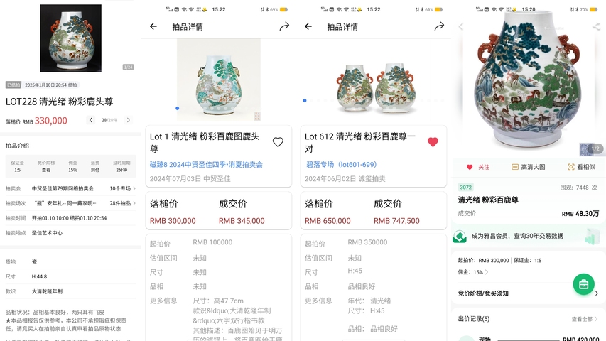 古玩陶瓷【國慶放漏標價即放漏價】清光緒粉彩百鹿尊這件在拍行幫人放漏拍賣，當前價格198000元
