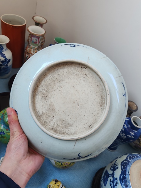 古玩陶瓷清中期青花鳳紋臥盤拍賣，當前價格980元