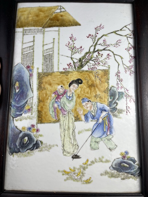 古玩陶瓷粉彩人物故事紋瓷板拍賣,當(dāng)前價(jià)格10888元