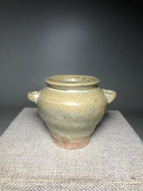 古玩陶瓷唐，越窯青釉雙系罐拍賣，當前價格1200元