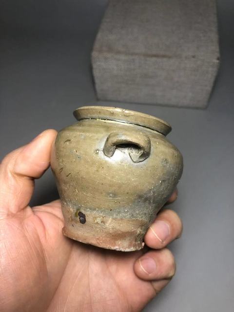 古玩陶瓷唐，越窯青釉雙系罐拍賣，當前價格1200元