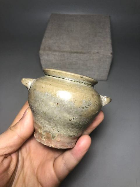 古玩陶瓷唐，越窯青釉雙系罐拍賣，當前價格1200元