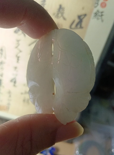 古玩玉器民國.翡翠雕雙魚佩拍賣,當前價格3800元