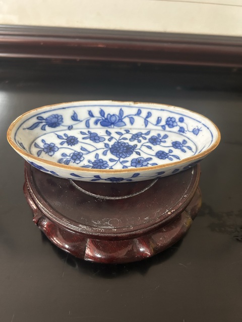 古玩陶瓷清康熙纏枝花卉茶船拍賣，當前價格2600元