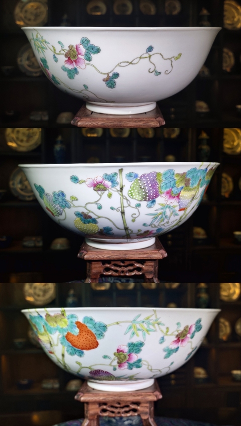 古玩陶瓷【2025新精品超大海碗官窯過枝癩瓜紋飾】光緒粉彩碗拍賣,當前價格35800元