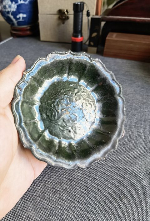 古玩陶瓷【少見精品】宋元磁灶窯綠釉印花菱口洗拍賣,當前價格0元