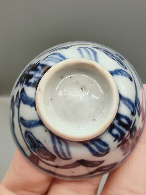 古玩陶瓷清中期道光,青花喜字杯拍賣,當前價格130元